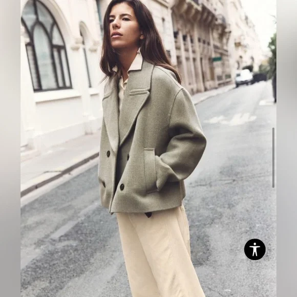 Zara | Jackets & Coats | Nwt Zara Short Double Breasted Coat In